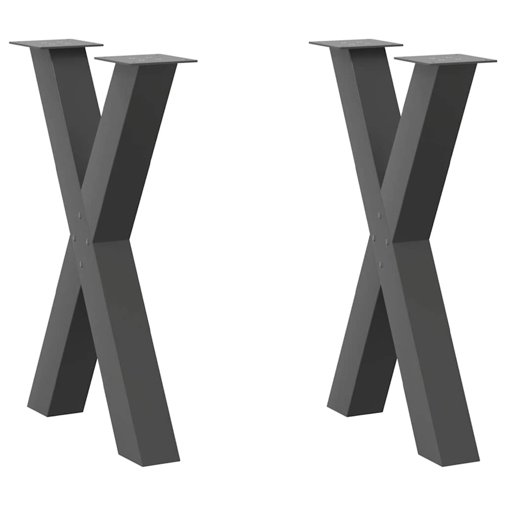 vidaXL Nogi do stołu jadalnego w kształcie litery X 2 szt. Antracyt 60x(72-73) cm Stal