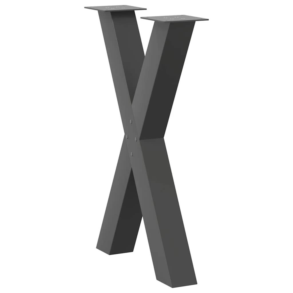 vidaXL Nogi do stołu jadalnego w kształcie litery X 2 szt. Antracyt 60x(72-73) cm Stal