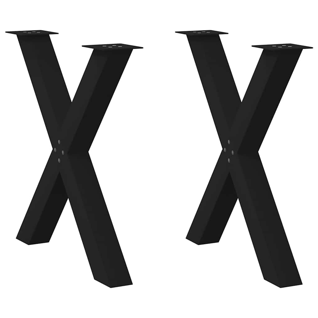 vidaXL Nogi do stołu jadalnego w kształcie litery X 2 szt. Czarne 70x(72-73) cm Stal