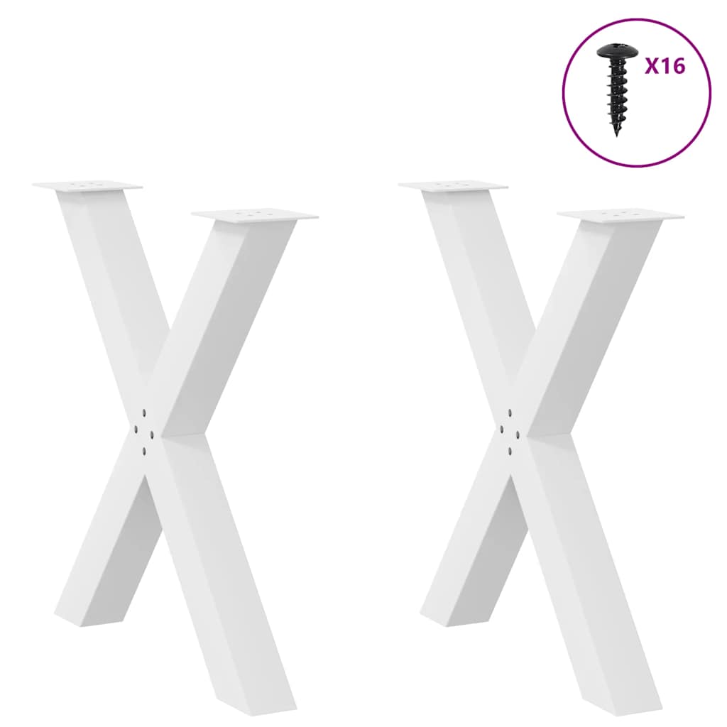 vidaXL Nogi do stołu jadalnego w kształcie litery X 2 szt. Białe 70x(72-73) cm Stal