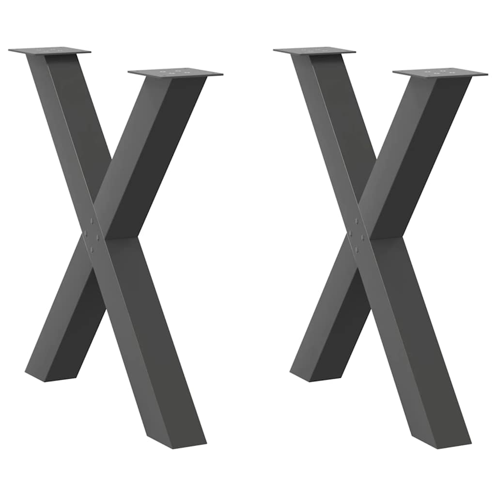 vidaXL Nogi do stołu jadalnego w kształcie litery X 2 szt. Antracyt 70x(72-73) cm Stal
