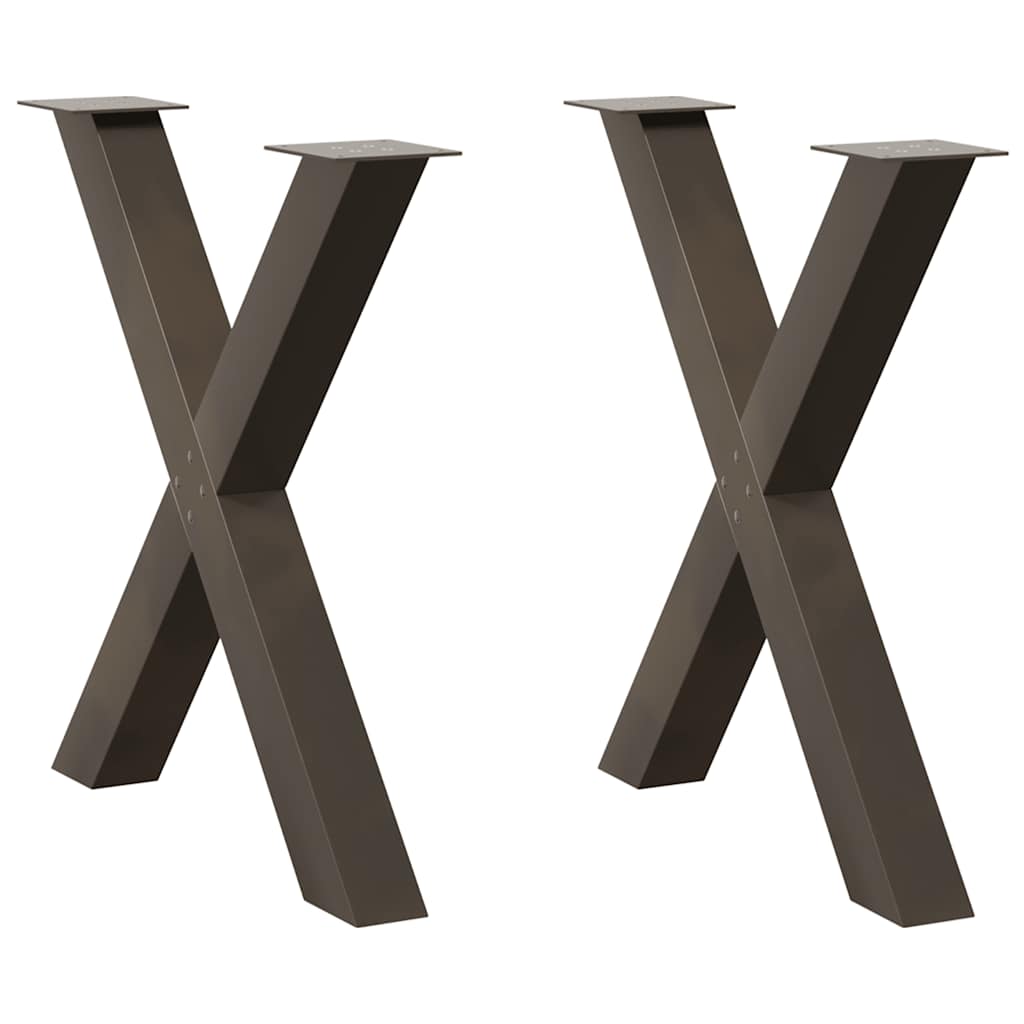 vidaXL Nogi do stołu jadalnego w kształcie litery X 2 szt. Naturalna stal 70x(72-73) cm Stal