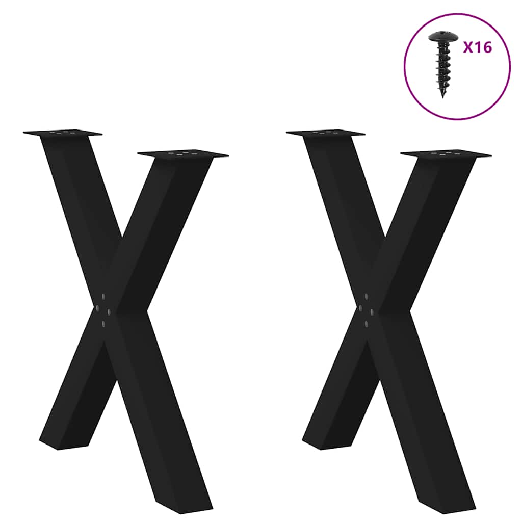 vidaXL Nogi do stołu jadalnego w kształcie litery X 2 szt. Czarne 80x(72-73) cm Stal