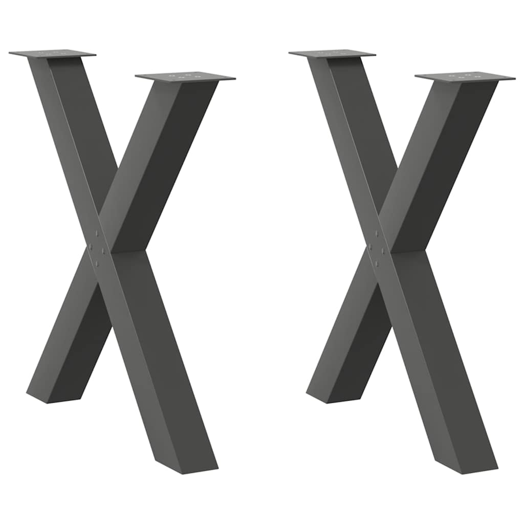 vidaXL Nogi do stołu jadalnego w kształcie litery X 2 szt. Antracyt 80x(72-73) cm Stal