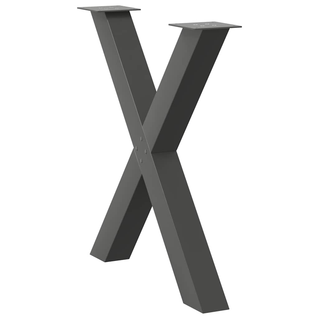 vidaXL Nogi do stołu jadalnego w kształcie litery X 2 szt. Antracyt 80x(72-73) cm Stal
