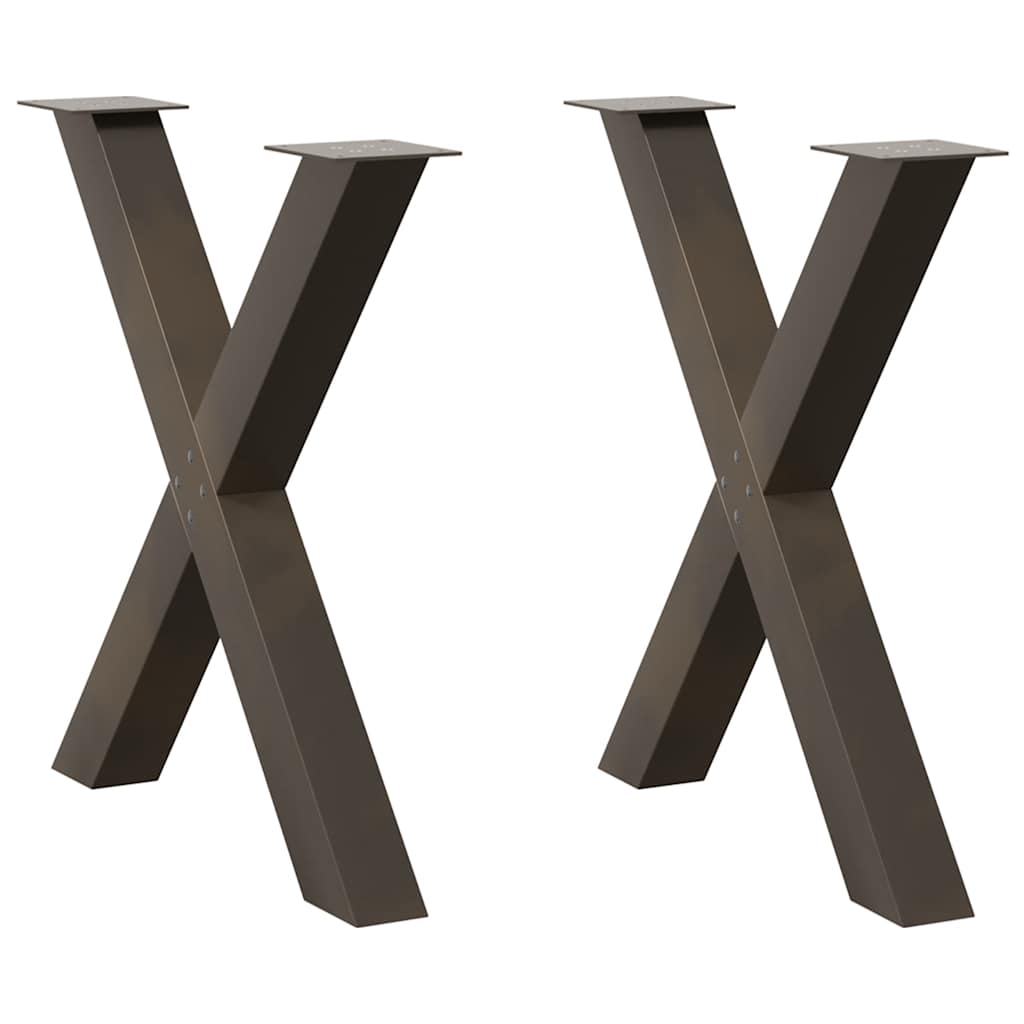 vidaXL Nogi do stołu jadalnego w kształcie litery X 2 szt. Naturalna stal 80x(72-73) cm Stal