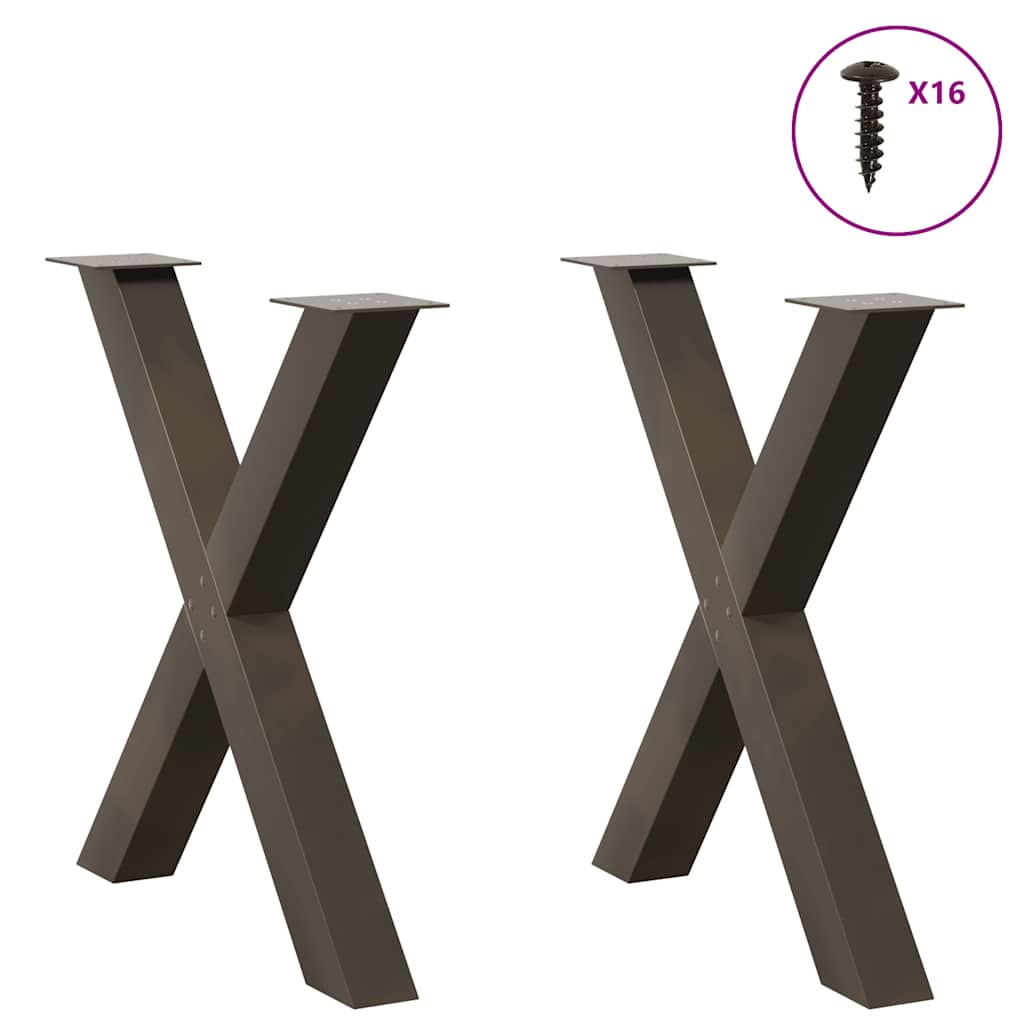vidaXL Nogi do stołu jadalnego w kształcie litery X 2 szt. Naturalna stal 80x(72-73) cm Stal
