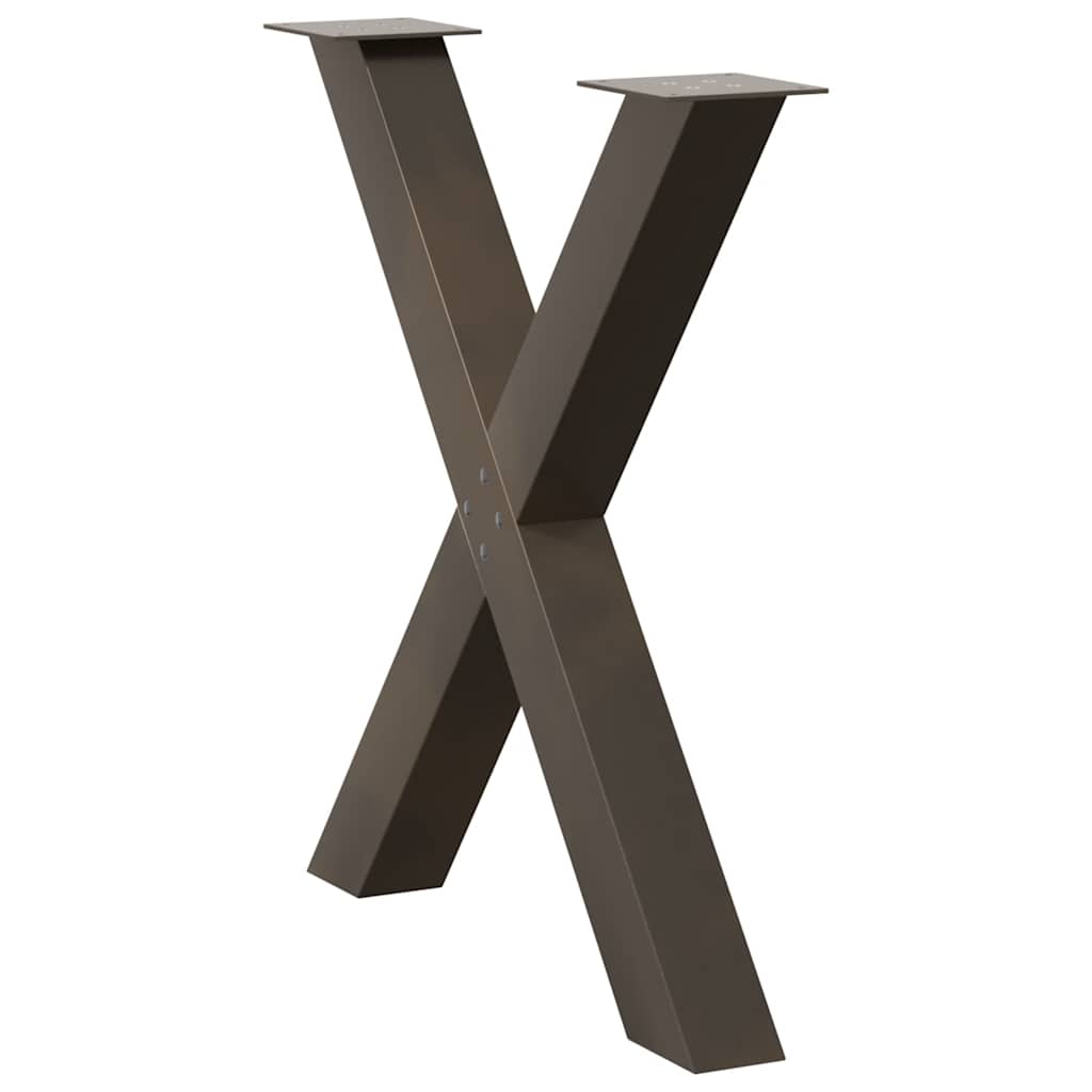 vidaXL Nogi do stołu jadalnego w kształcie litery X 2 szt. Naturalna stal 80x(72-73) cm Stal