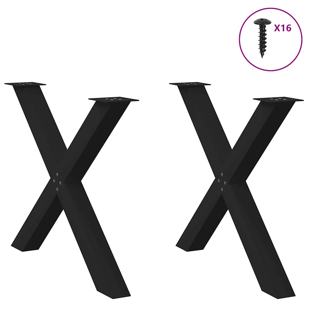 vidaXL Nogi do stołu jadalnego w kształcie litery X 2 szt. Czarne 90x(72-73) cm Stal