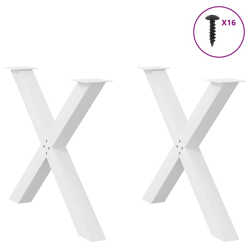 vidaXL Nogi do stołu jadalnego w kształcie litery X 2 szt. Białe 90x(72-73) cm Stal