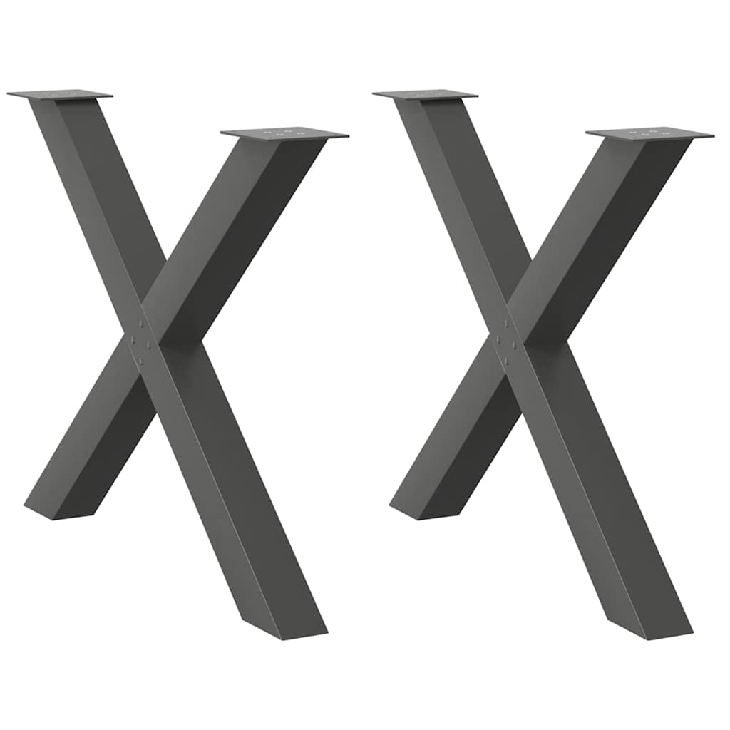 vidaXL Nogi do stołu jadalnego w kształcie litery X 2 szt. Antracyt 90x(72-73) cm Stal