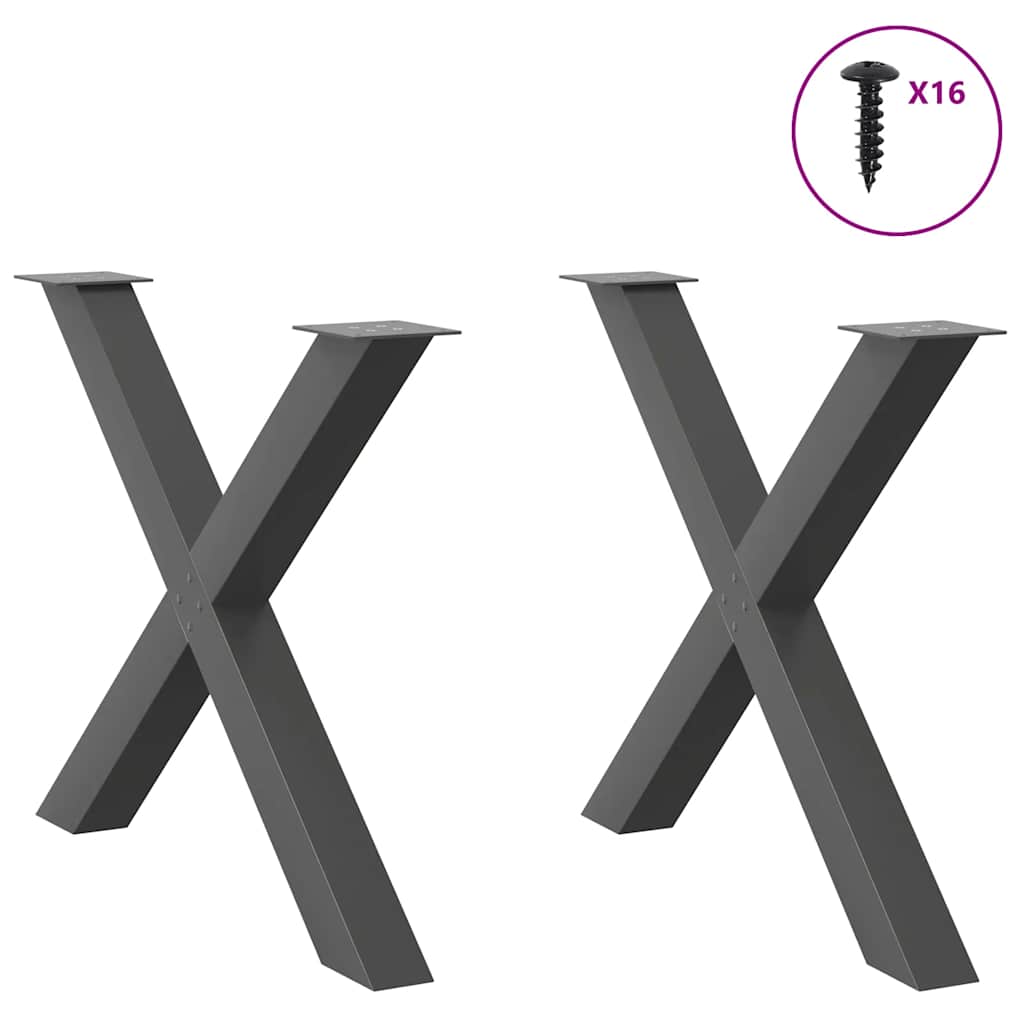 vidaXL Nogi do stołu jadalnego w kształcie litery X 2 szt. Antracyt 90x(72-73) cm Stal