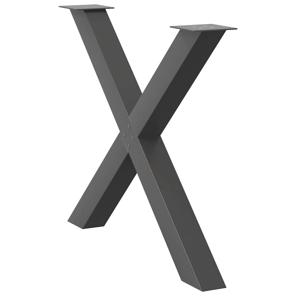 vidaXL Nogi do stołu jadalnego w kształcie litery X 2 szt. Antracyt 90x(72-73) cm Stal