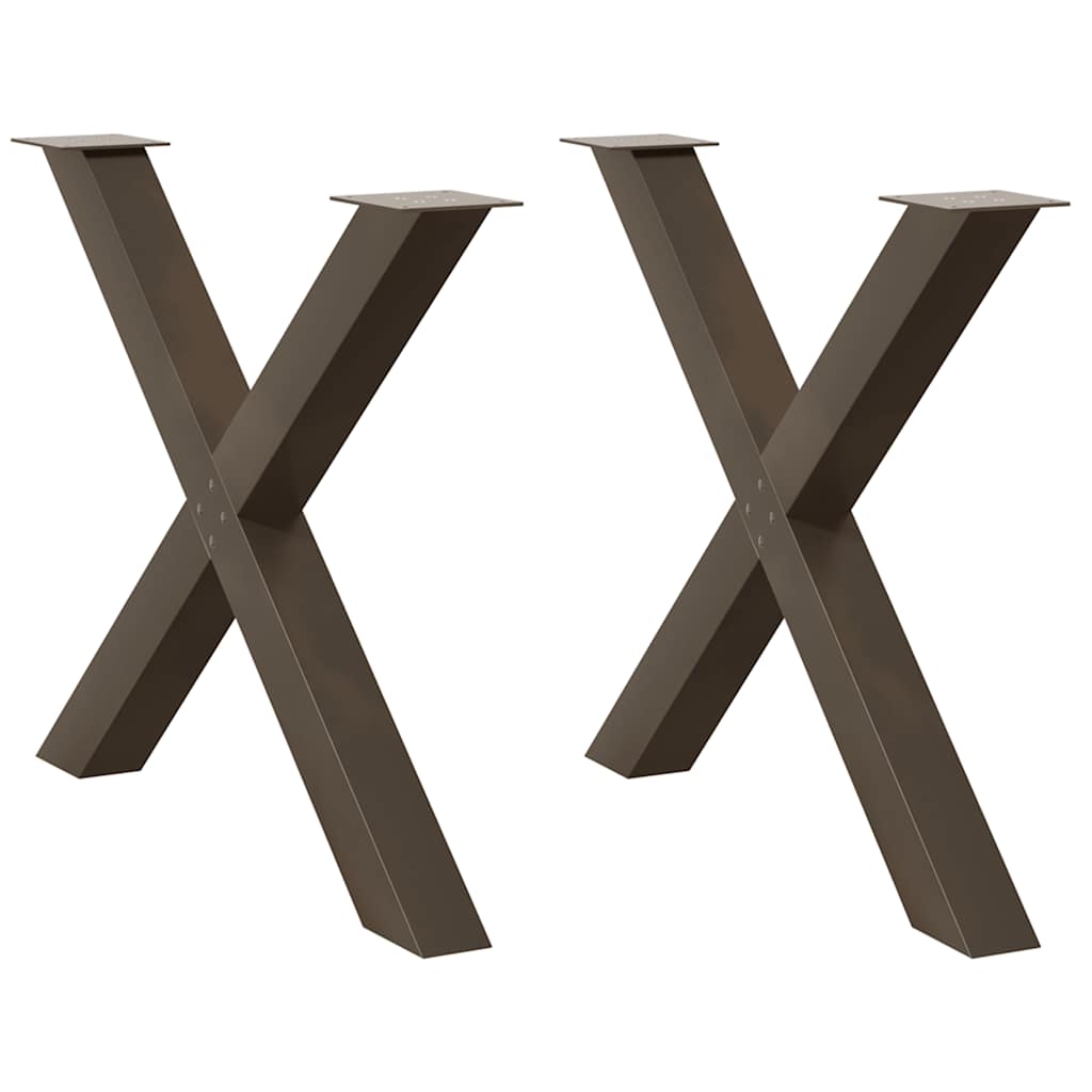 vidaXL Nogi do stołu jadalnego w kształcie litery X 2 szt. Naturalna stal 90x(72-73) cm Stal