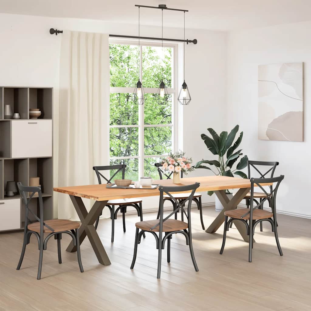 vidaXL Nogi do stołu jadalnego w kształcie litery X 2 szt. Naturalna stal 90x(72-73) cm Stal