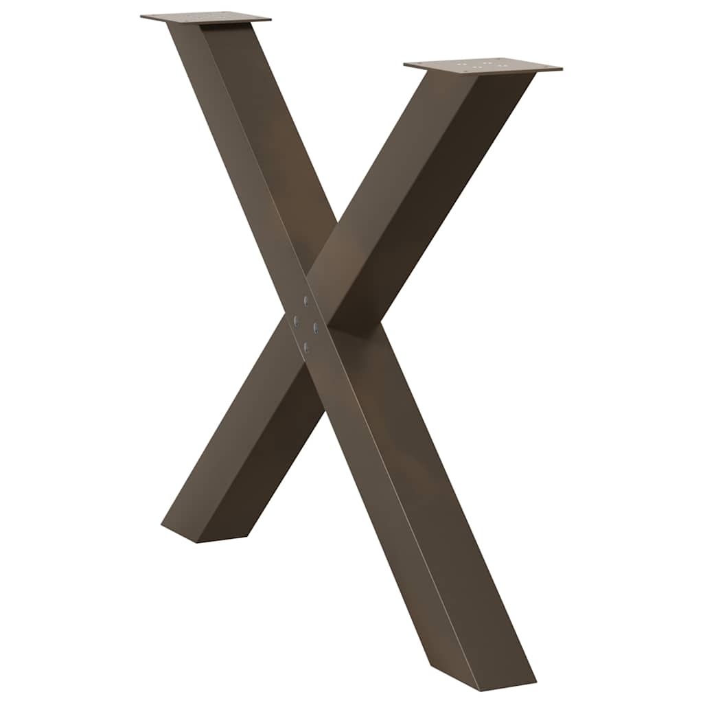 vidaXL Nogi do stołu jadalnego w kształcie litery X 2 szt. Naturalna stal 90x(72-73) cm Stal