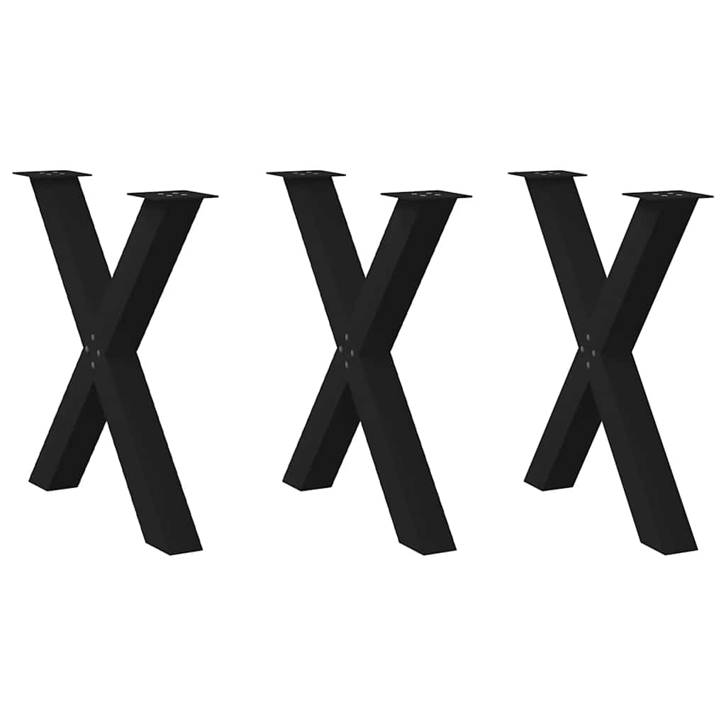 vidaXL Nogi do stołu jadalnego w kształcie litery X 3 szt. Czarne 70x(72-73) cm Stal