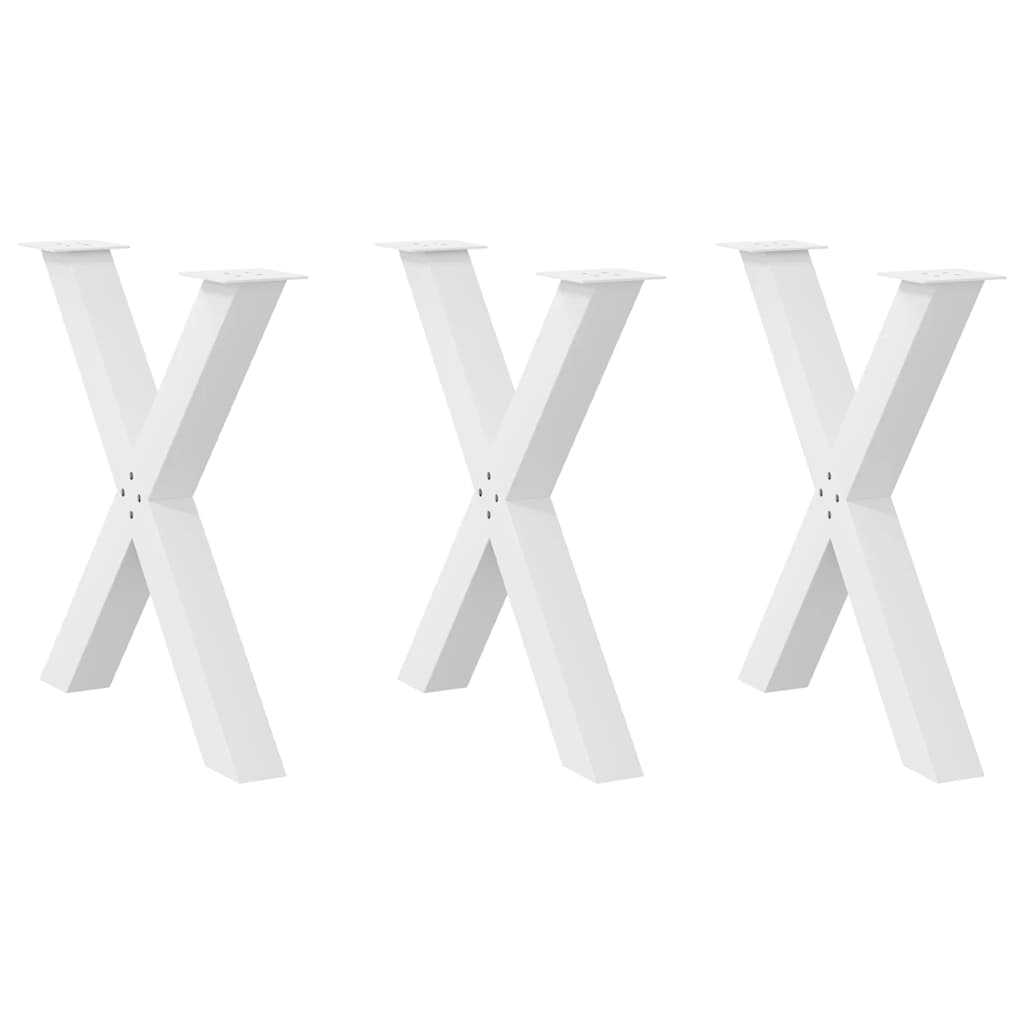 vidaXL Nogi do stołu jadalnego w kształcie litery X 3 szt. Białe 70x(72-73) cm Stal