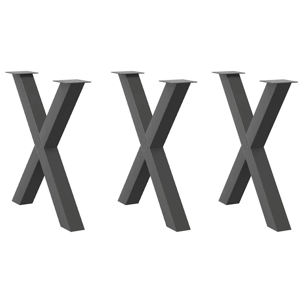 vidaXL Nogi do stołu jadalnego w kształcie litery X 3 szt. Antracyt 70x(72-73) cm Stal