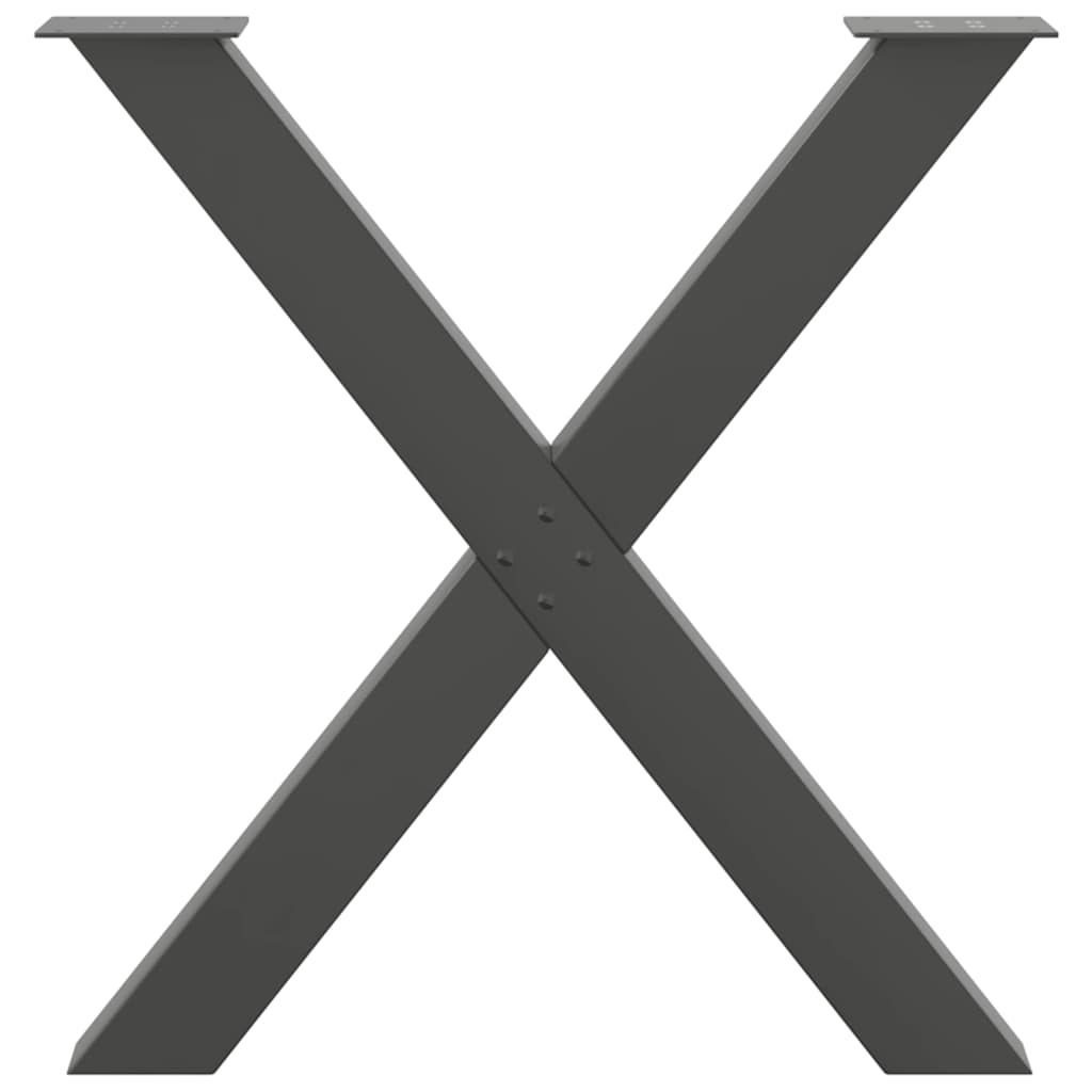 vidaXL Nogi do stołu jadalnego w kształcie litery X 3 szt. Antracyt 70x(72-73) cm Stal