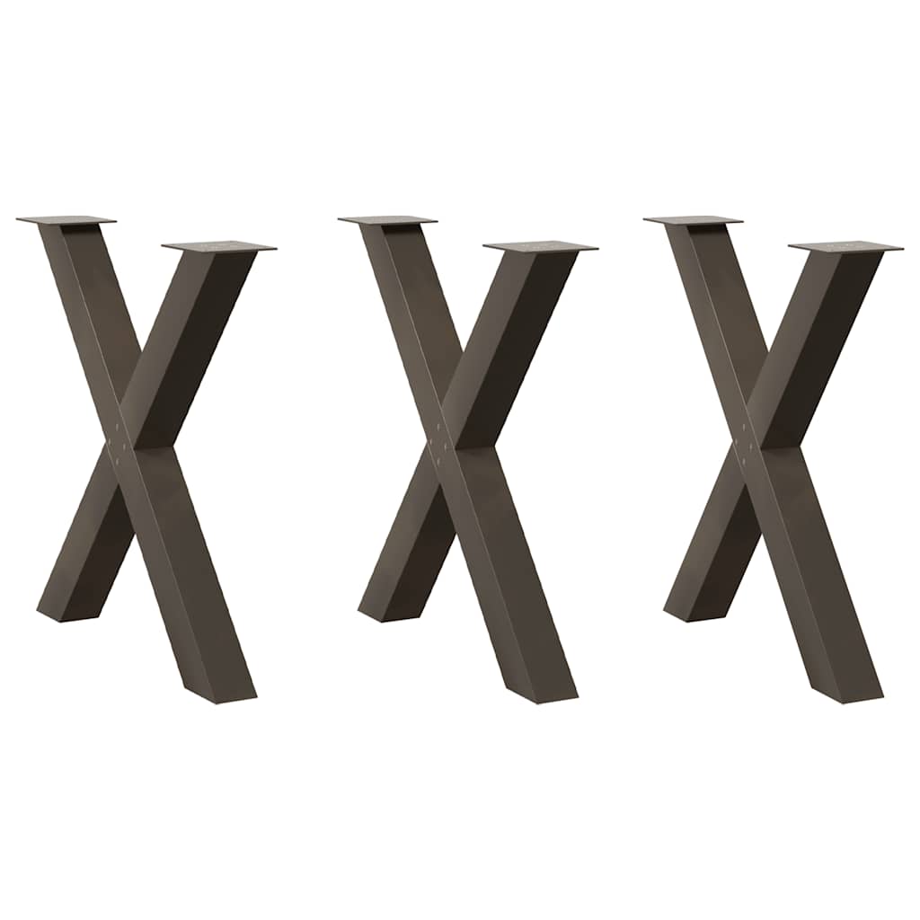 vidaXL Nogi do stołu jadalnego w kształcie litery X 3 szt. Naturalna stal 70x(72-73) cm Stal