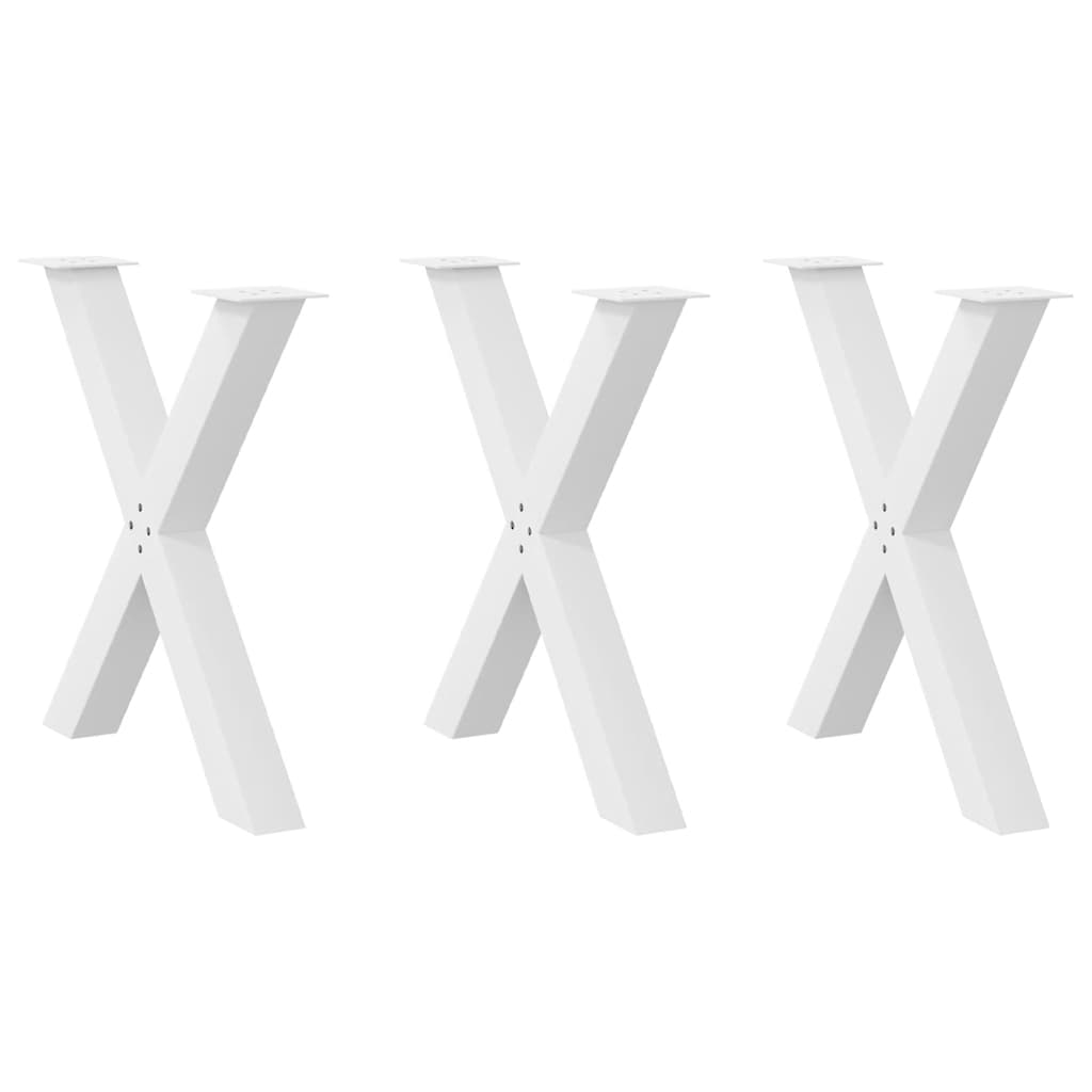 vidaXL Nogi do stołu jadalnego w kształcie litery X 3 szt. Białe 80x(72-73) cm Stal