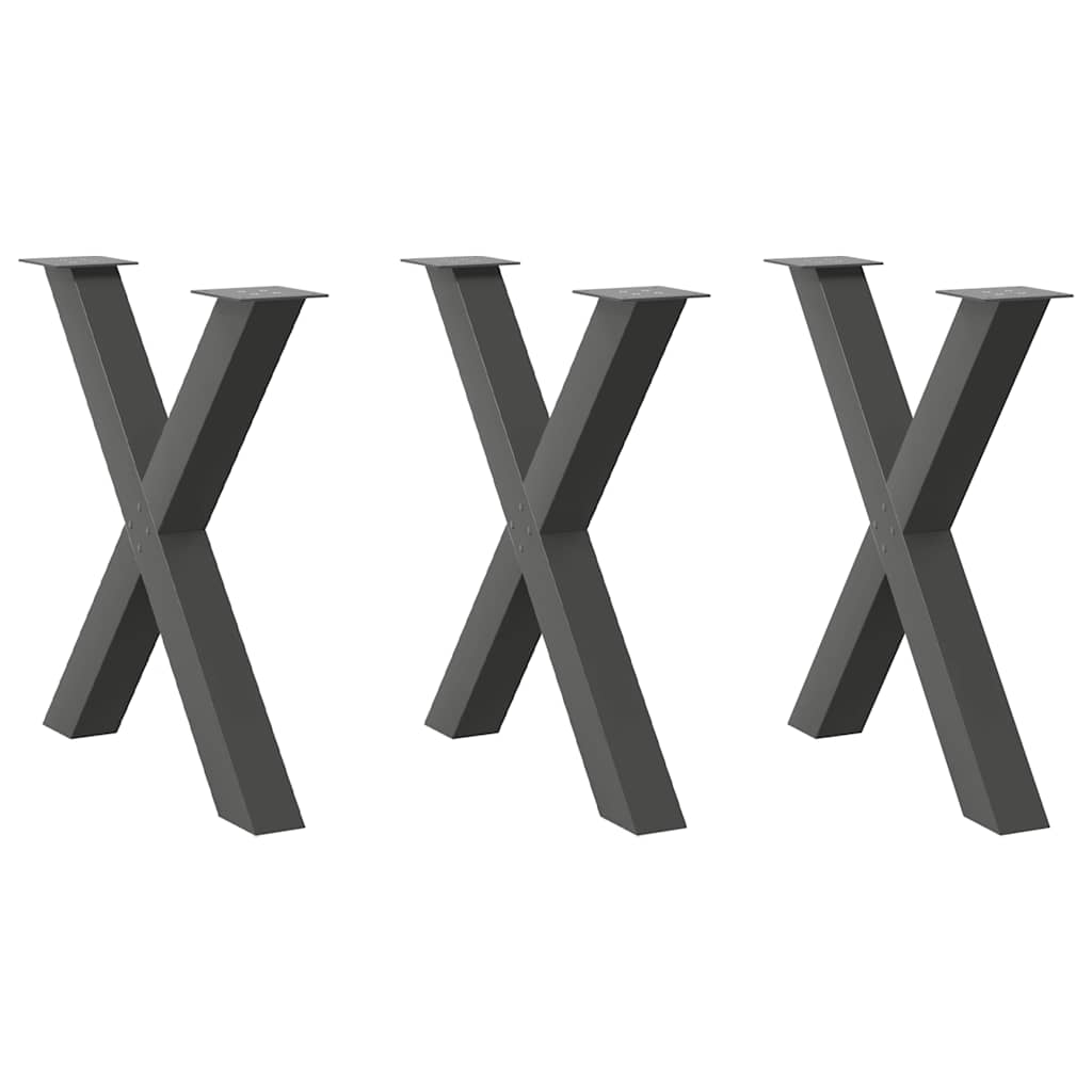 vidaXL Nogi do stołu jadalnego w kształcie litery X 3 szt. Antracyt 80x(72-73) cm Stal