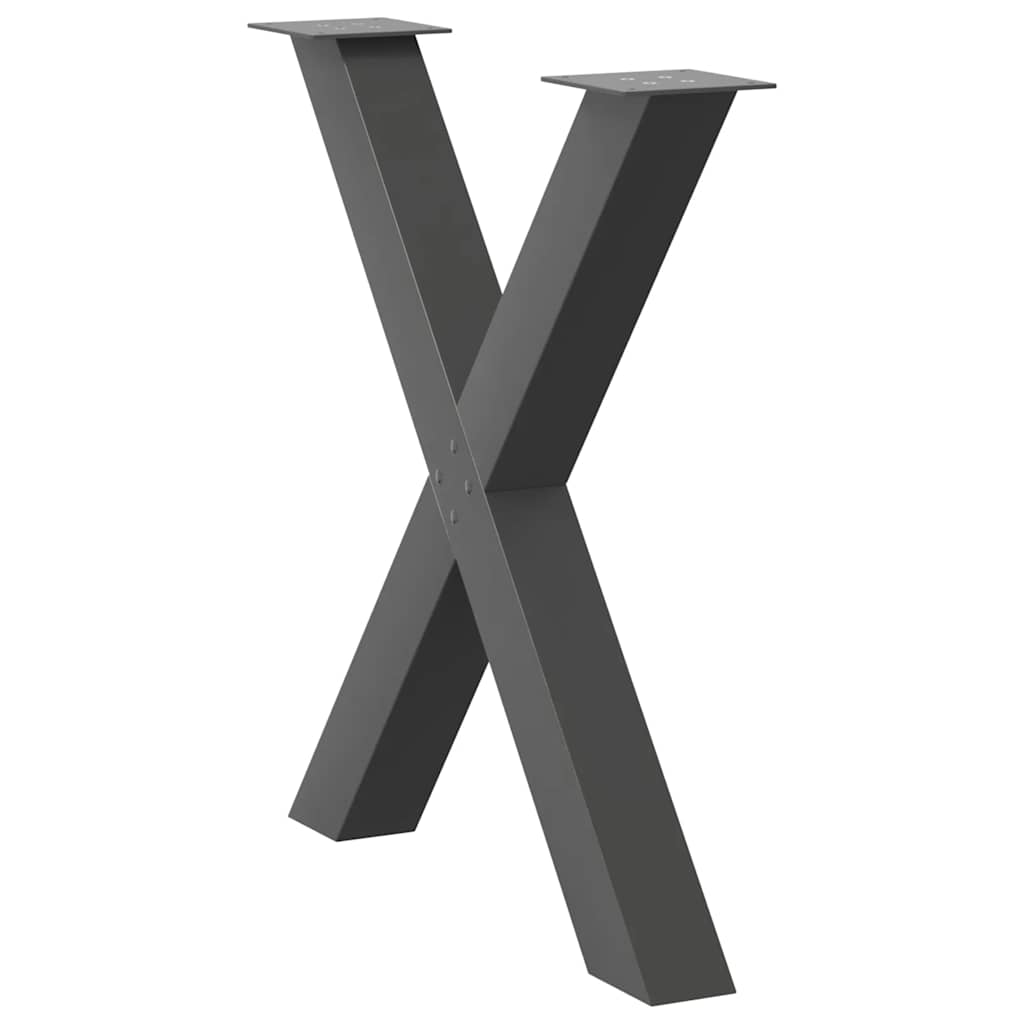 vidaXL Nogi do stołu jadalnego w kształcie litery X 3 szt. Antracyt 80x(72-73) cm Stal