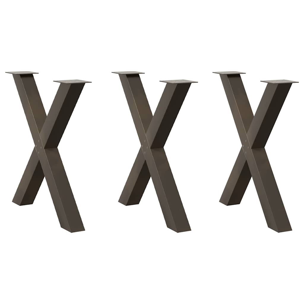 vidaXL Nogi do stołu jadalnego w kształcie litery X 3 szt. Naturalna stal 80x(72-73) cm Stal