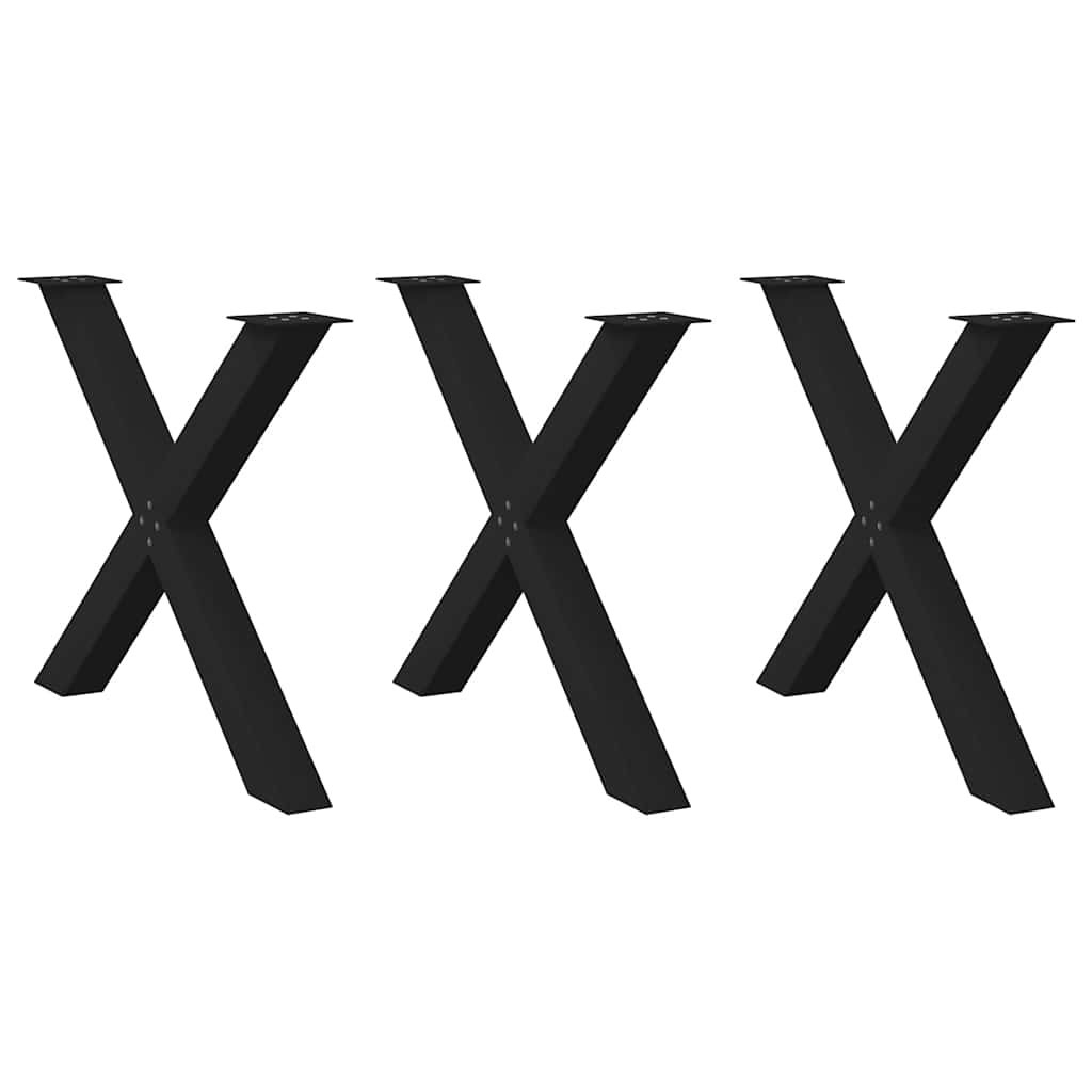 vidaXL Nogi do stołu jadalnego w kształcie litery X 3 szt. Czarne 90x(72-73) cm Stal