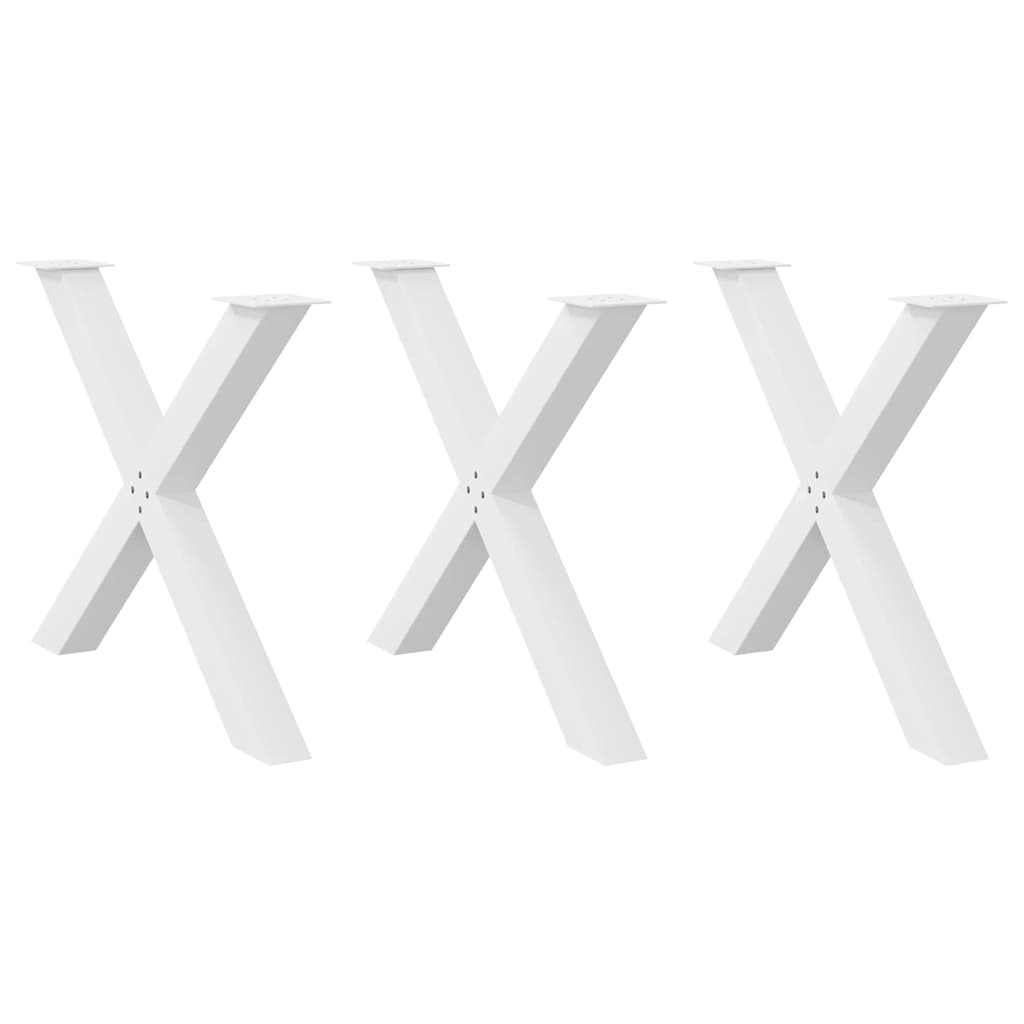 vidaXL Nogi do stołu jadalnego w kształcie litery X 3 szt. Białe 90x(72-73) cm Stal