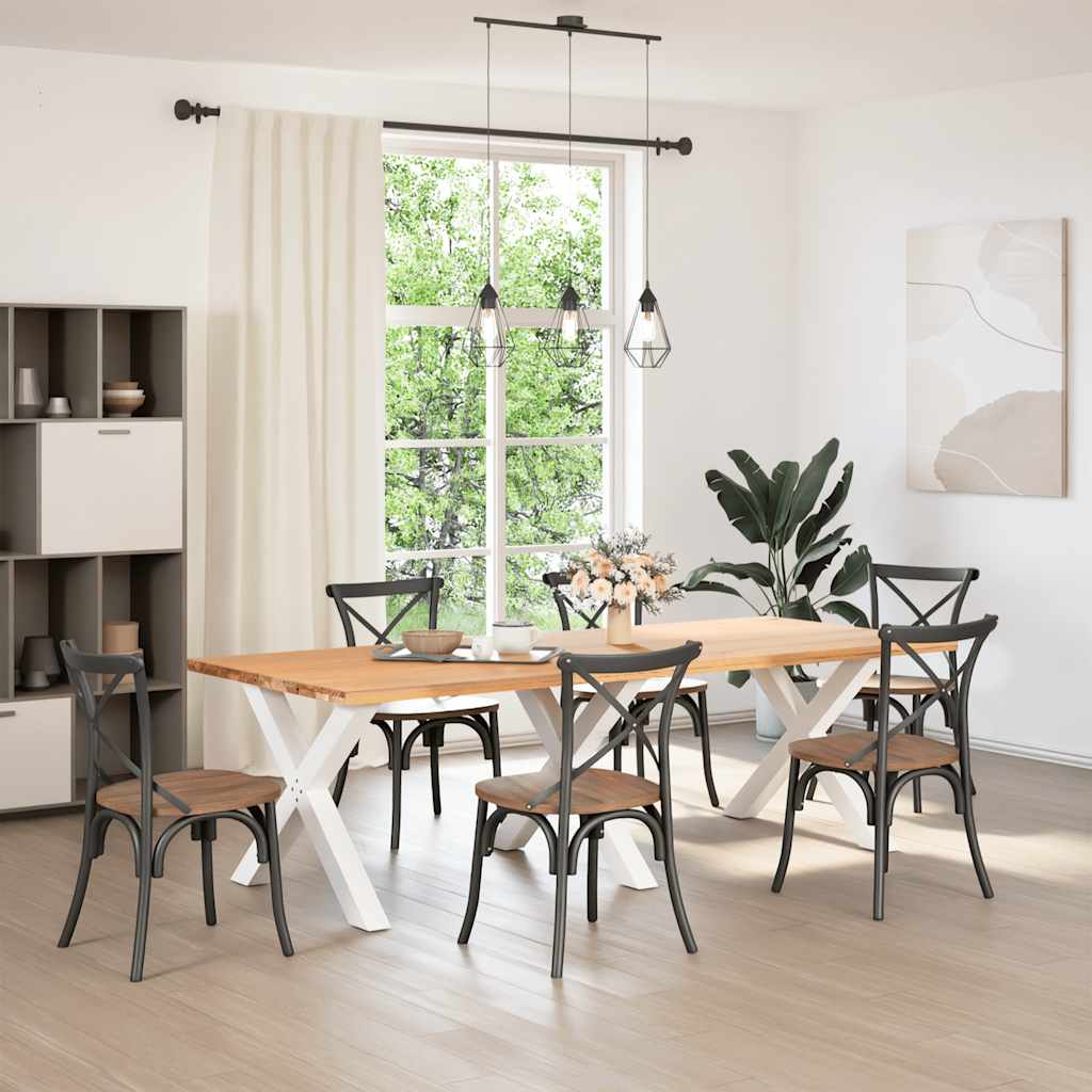 vidaXL Nogi do stołu jadalnego w kształcie litery X 3 szt. Białe 90x(72-73) cm Stal