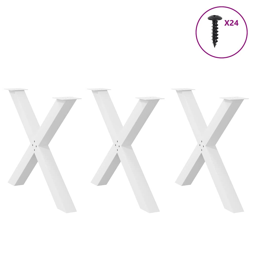 vidaXL Nogi do stołu jadalnego w kształcie litery X 3 szt. Białe 90x(72-73) cm Stal