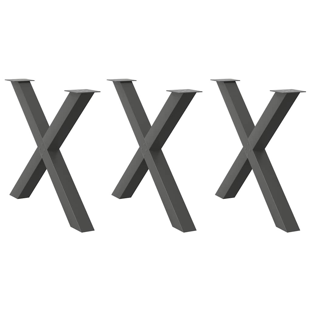 vidaXL Nogi do stołu jadalnego w kształcie litery X 3 szt. Antracyt 90x(72-73) cm Stal
