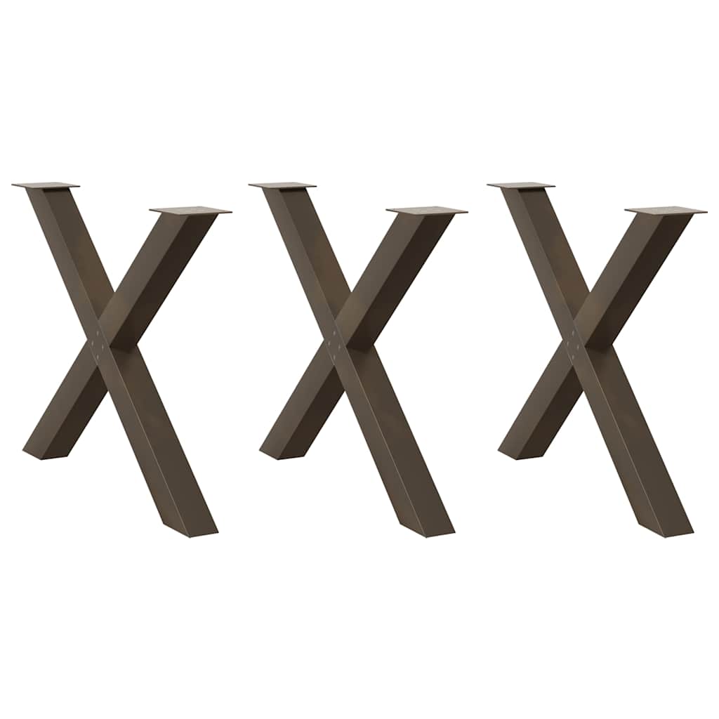 vidaXL Nogi do stołu jadalnego w kształcie litery X 3 szt. Naturalna stal 90x(72-73) cm Stal