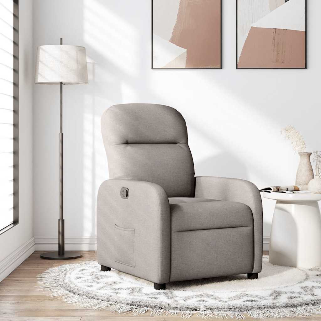 vidaXL Fotel rozkładany, kolor taupe, obity tkaniną