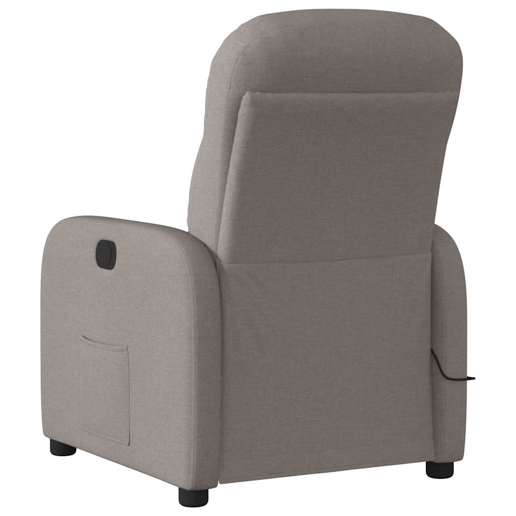 vidaXL Rozkładany fotel masujący, taupe, obity tkaniną