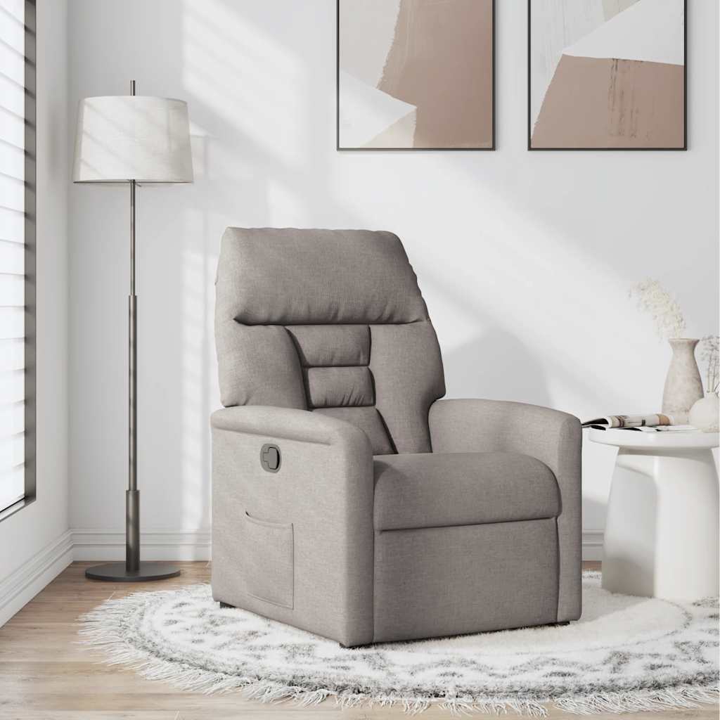 vidaXL Fotel rozkładany, kolor taupe, obity tkaniną