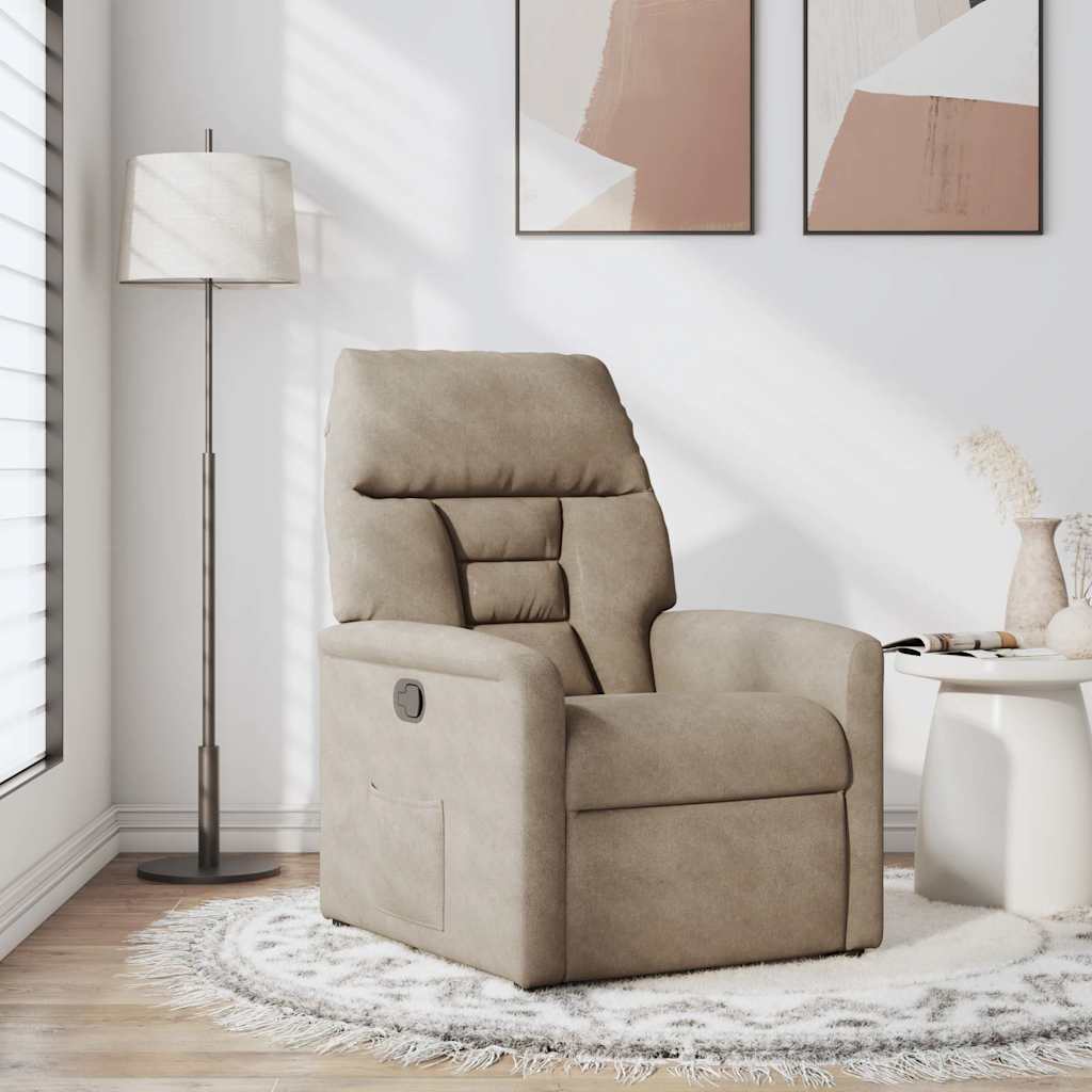 vidaXL Rozkładany fotel, kolor taupe, obity mikrofibrą
