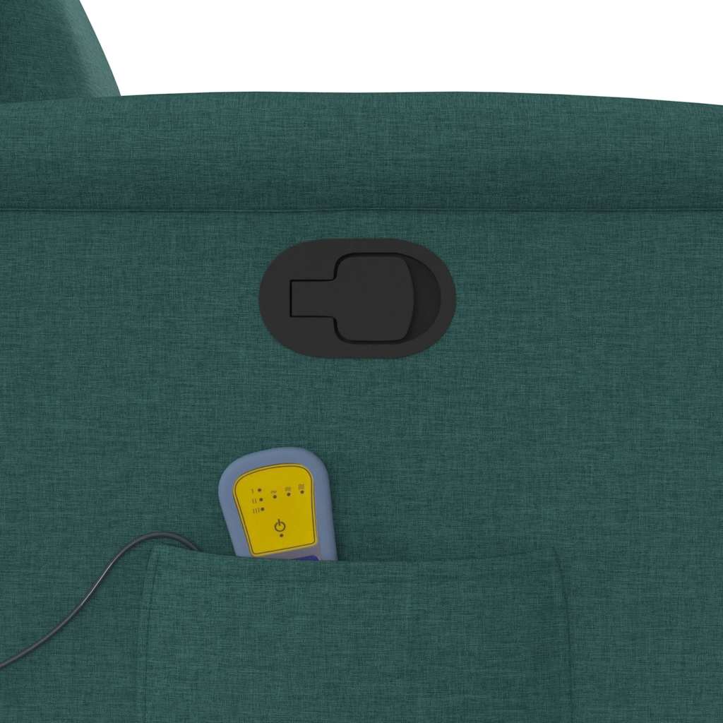 vidaXL Rozkładany fotel masujący, ciemnozielony, obity tkaniną