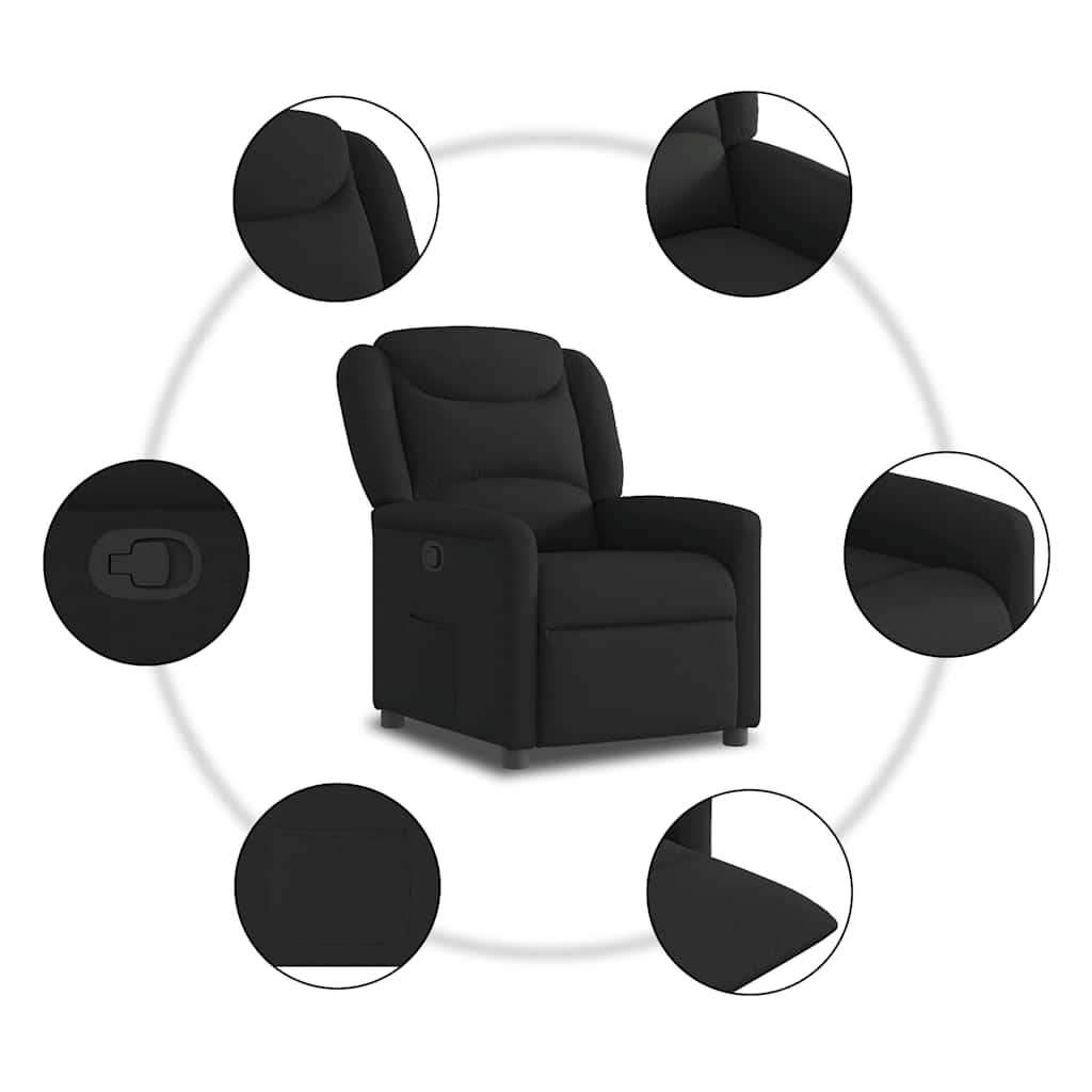vidaXL Fotel rozkładany, czarny, obity tkaniną