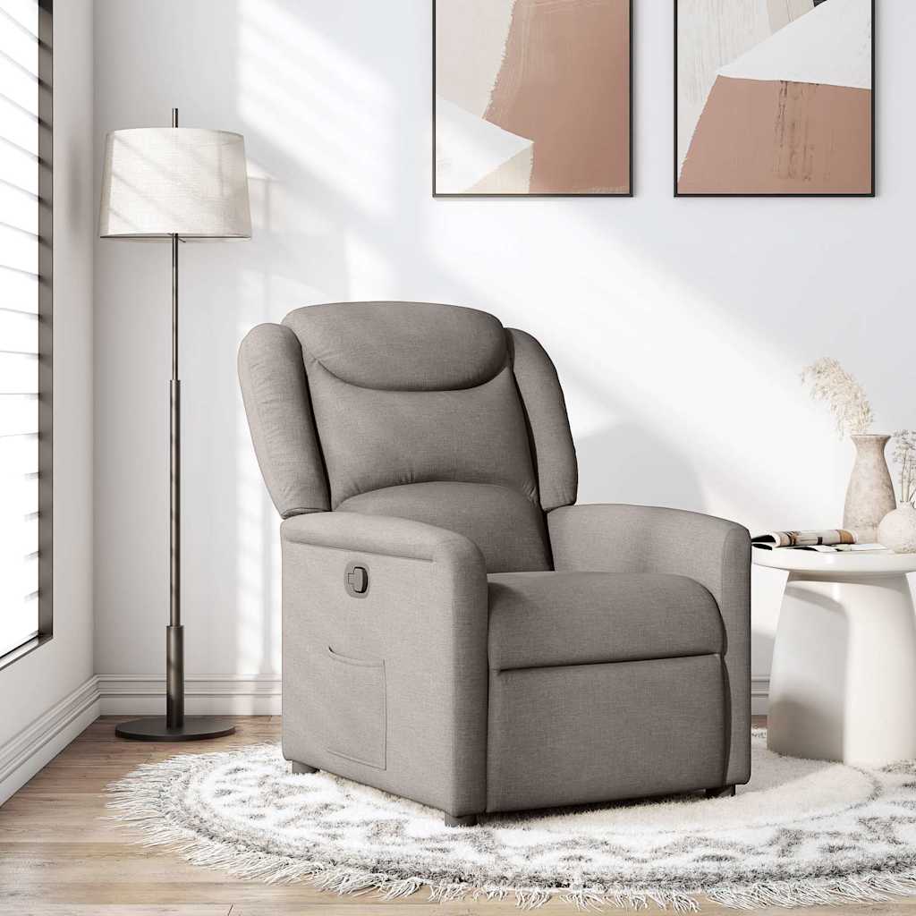 vidaXL Fotel rozkładany, kolor taupe, obity tkaniną