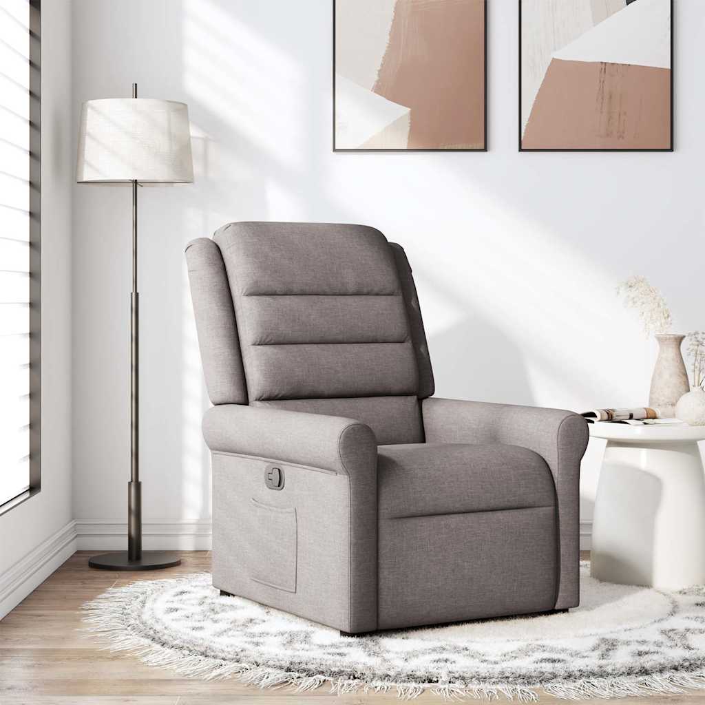 vidaXL Fotel rozkładany, kolor taupe, obity tkaniną