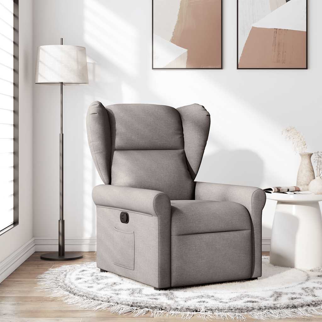vidaXL Fotel rozkładany, kolor taupe, obity tkaniną
