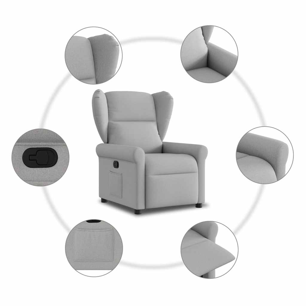 vidaXL Fotel rozkładany, szary, obity tkaniną
