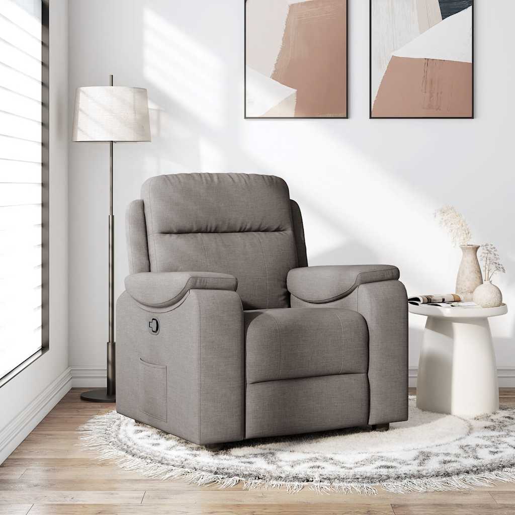 vidaXL Fotel rozkładany, kolor taupe, obity tkaniną