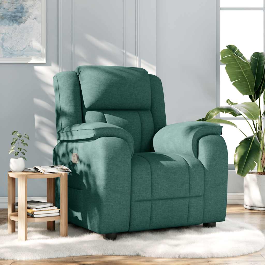 vidaXL Fotel rozkładany, ciemnozielony, tapicerowany tkaniną