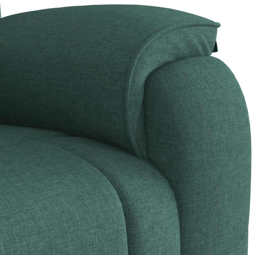 vidaXL Rozkładany fotel masujący, ciemnozielony, obity tkaniną