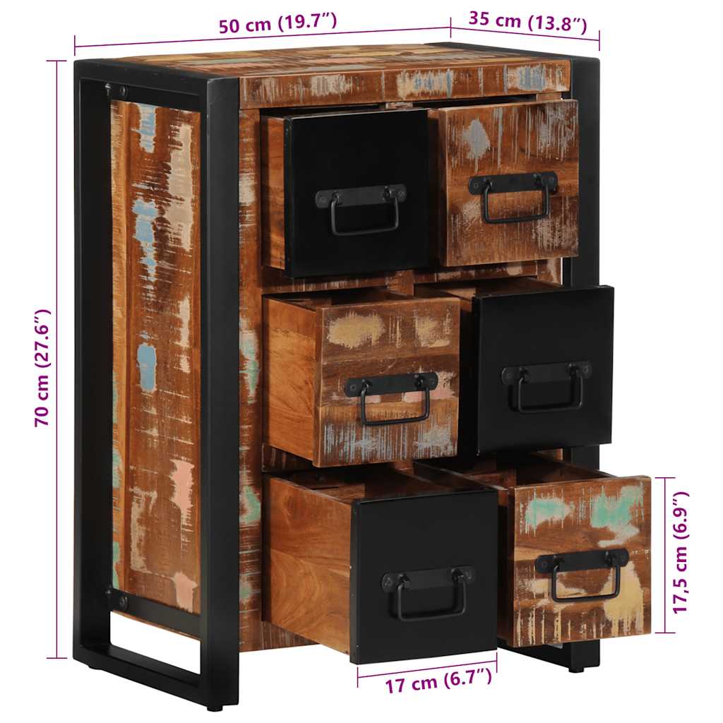 vidaXL Komoda 50x35x70 cm Drewno lite odzyskane