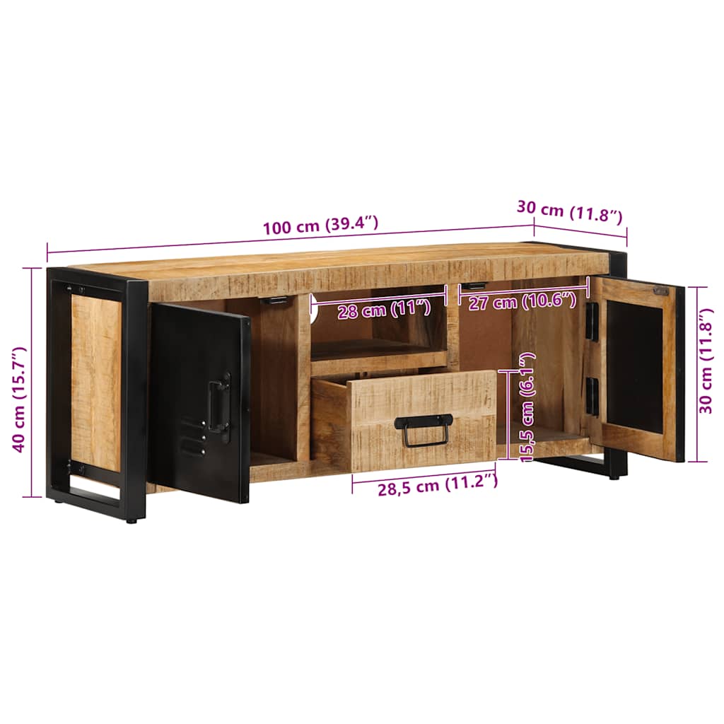 vidaXL Szafka RTV 100x30x40 cm lite drewno surowe mango